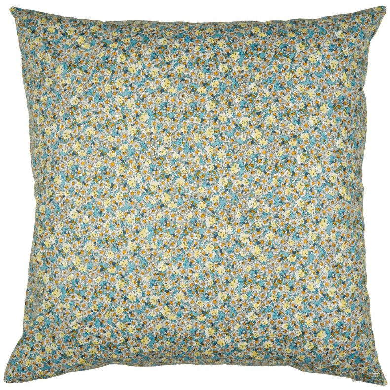 Ib Laursen Pudebetrk med blomster print, 60x60 cm, turkis