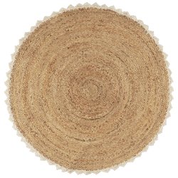 Ib Laursen Jutem�tte m/h�klet kant rund �90cm - natur