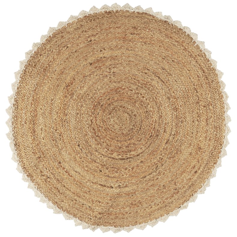 Ib Laursen Jutem�tte m/h�klet kant rund �90cm - natur