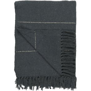 Ib Laursen Plaid antracit m/creme striber p tvrs