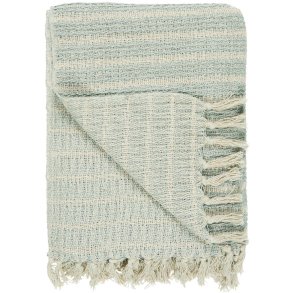 Ib Laursen Plaid 130x160 cm creme/lyseblt  stribemnster