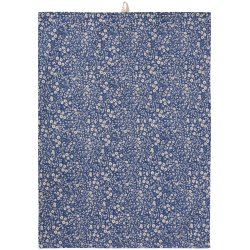 Ib Laursen Viskestykke Paula mrkebl m/naturfarvede blomster