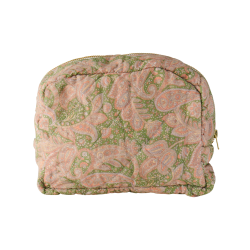 Ib Laursen Toilettaske, quiltet - Grnt og rosa paisleymnster