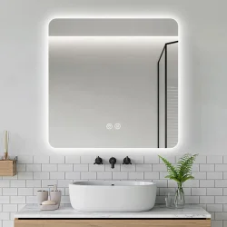  Kvadratisk spejl med LED-lys og Antidug 80x80 cm