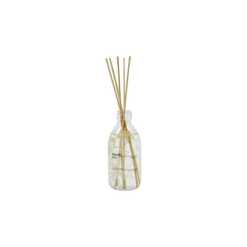 Meraki Vivid Shades diffuser 240 ml i klar glasflaske med duftpinde
