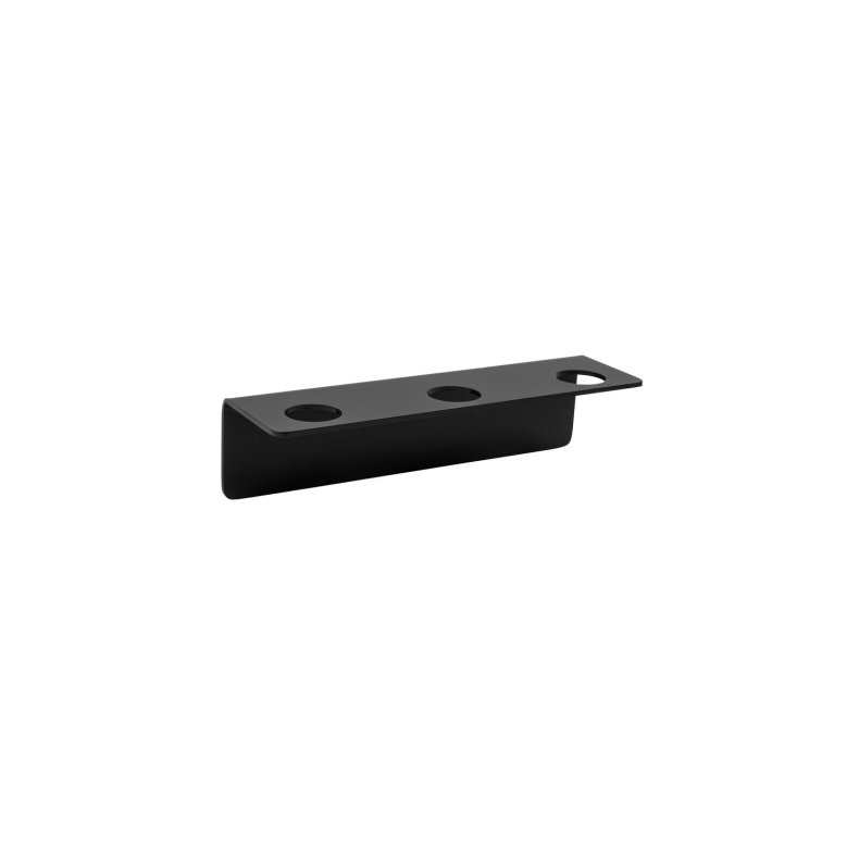 Tredobbelt flaskeholder i sort rustfrit st�l til montering p� badev�relsesv�g med tre huller