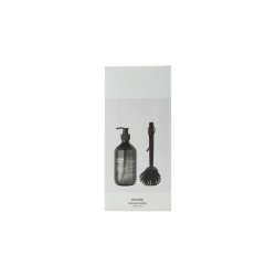 Meraki k�kken-gave�ske med en flaske Shadow Lake opvaskemiddel med pumpe og en minimalistisk sort opvaskeb�rste.