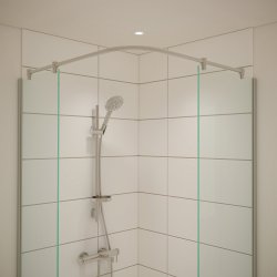 Buet/vinklet forhngsstang til 2 brusevgge, Aquatrend, brstet stl