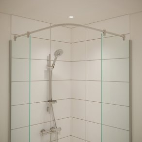 Buet/vinklet forhngsstang til 2 brusevgge, Aquatrend, brstet stl