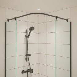 Buet/vinklet forhngsstang til 2 brusevgge, Aquatrend, sort