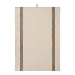 Viskestykke med natur m/brune indv�vede, ternede striber