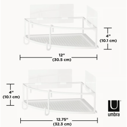 Umbra Cubiko shampoohylder til hjrne 2 stk. selvklbende, - hvid