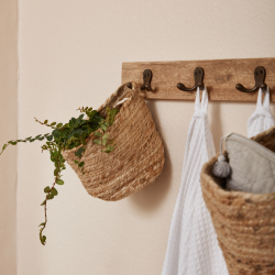 Ib Laursen Kurv m/hank rund jute H 14 cm - natur