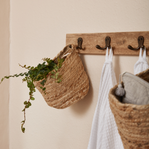 Ib Laursen Kurv m/hank rund jute H 14 cm - natur