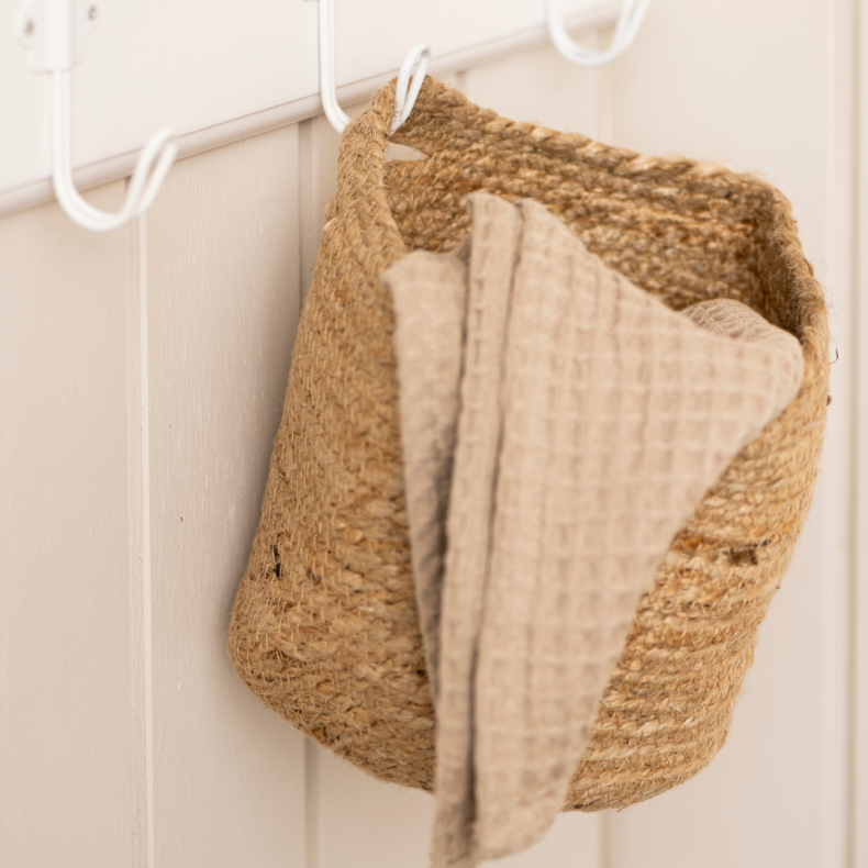  Ib Laursen Kurv m/hank rund jute H 23 cm - natur