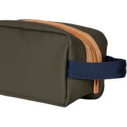 Au Maison m�rkegr�n kosmetikpung i coated tekstil med orange lynl�s og navybl� hank