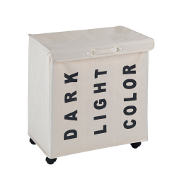 Vasketjskurv m. sortering og hjul, beige, Wenko