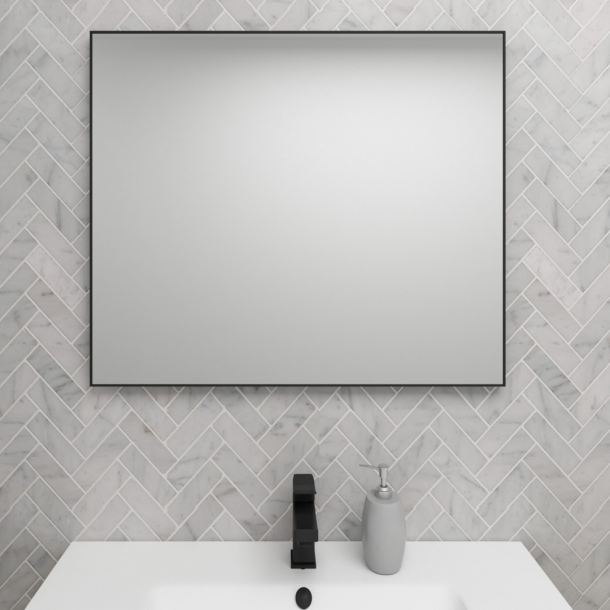 Spejl med sort ramme til badevrelse - ELEMENTS