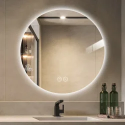 Rundt spejl med LED-lys og Antidug 80 cm