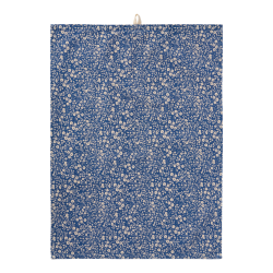 Ib Laursen Viskestykke Paula m�rkebl� m/naturfarvede blomster