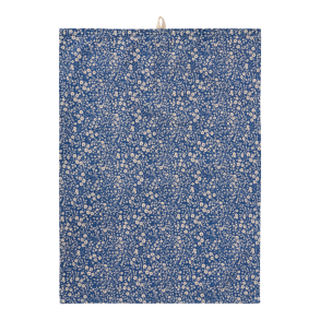 Ib Laursen Viskestykke Paula m�rkebl� m/naturfarvede blomster