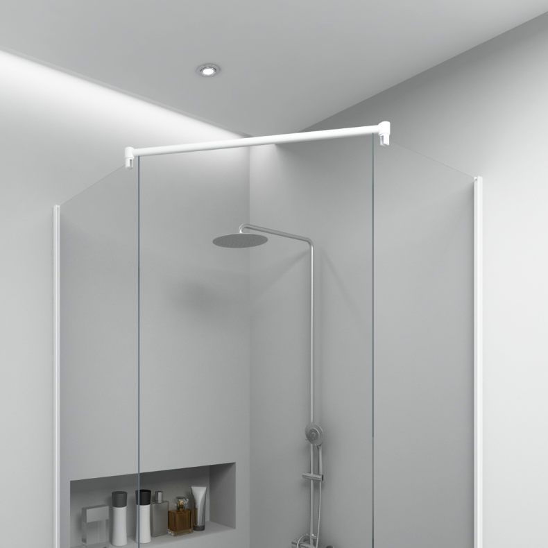 Glassttte/forhngsstang til 2 glasvgge, hvid - Aquatrend