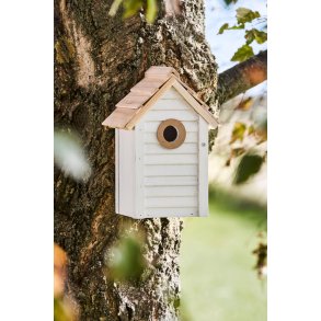 Ib Laursen Fuglehus hvid m/naturfarvet tag