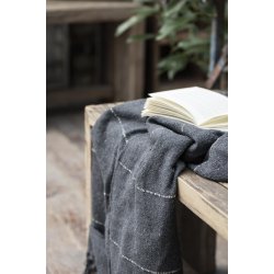 Ib Laursen Plaid antracit m/creme striber p tvrs