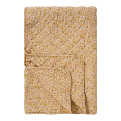 Ib Laursen Quilt beige m/gule, gr�nne og hindb�rfarvede blomster 130x180cm