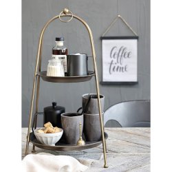 Chic Antique Etagere m. 2 fade, H55/30 cm antik messing