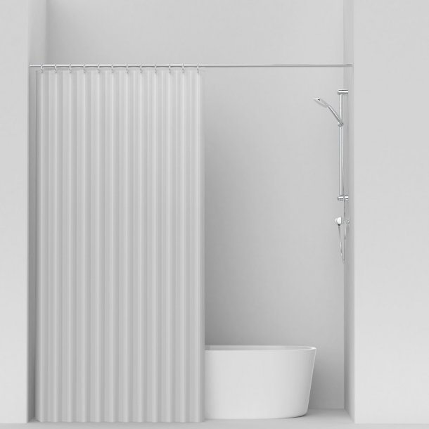 Badeforh�ng hvid, 200x245 cm,ekstra l�ngde - VaskBAR