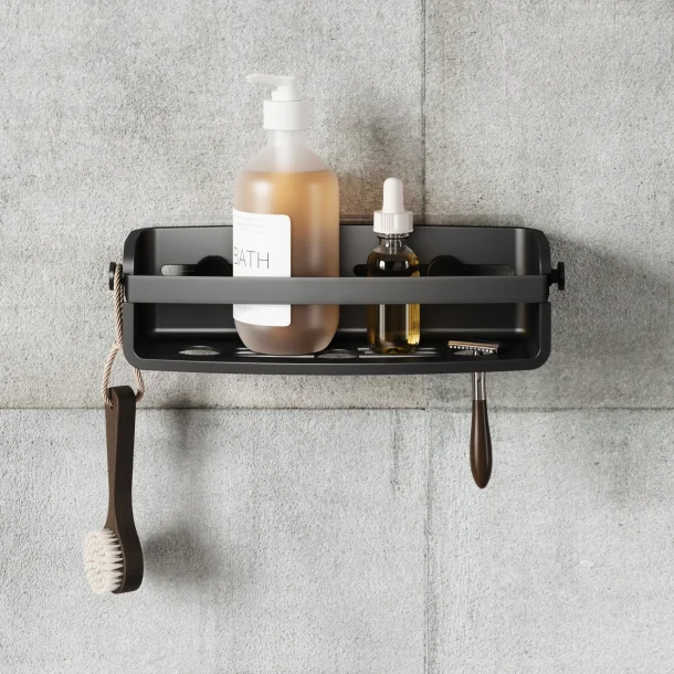 Umbra Flex shampoohylde, selvklbende, - sort