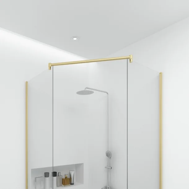 Messing glassttte/forhngsstang til 2 brusevgge mat finish - Aquatrend