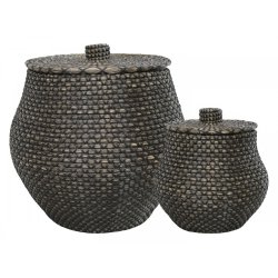 Chic Antique Kurv i flet m. lg, st af 2 - sort