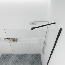 Skr glassttte til brusevg, sort - Aquatrend