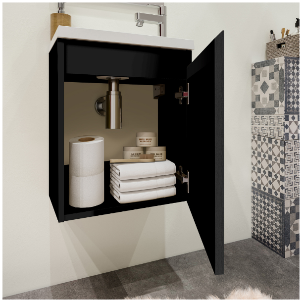 Badmbelst 40 cm, sort hjglans - ALLIBERT