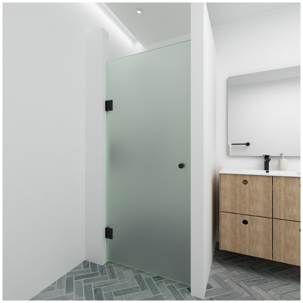 Brusedr i frostet glas m. sort, 8 mm glas p ml - Aquatrend