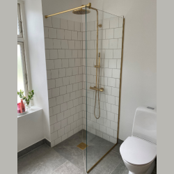 Brusevg med messing, 8 mm klart glas