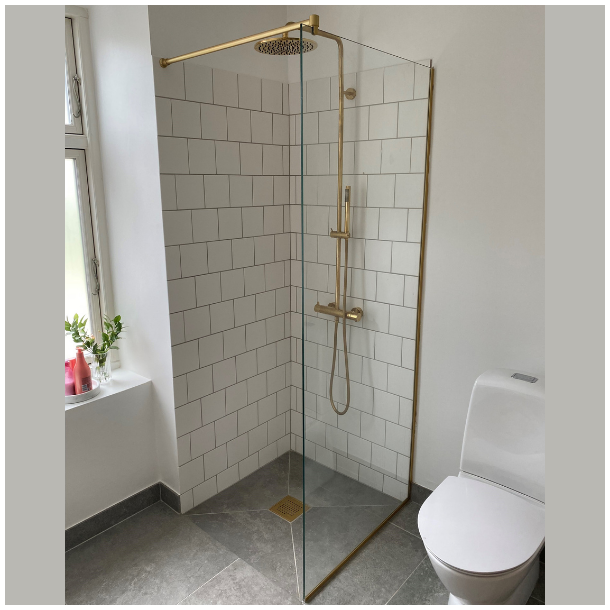 Brusevg med messing, 8 mm klart glas