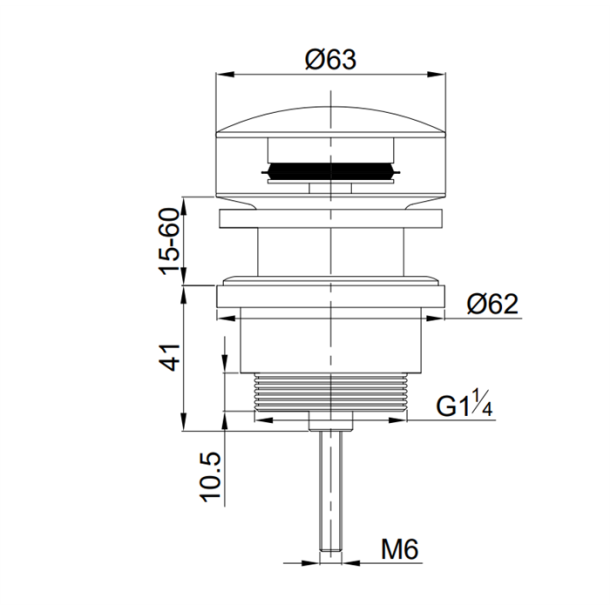 Bundventil push-up universal, mat hvid - Aquatrend