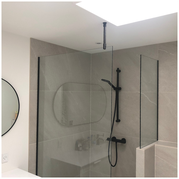 Sort glassttte til brusevg (loft) - Aquatrend