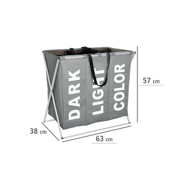 Trio vasketjsskurv m. sortering, gr, Wenko