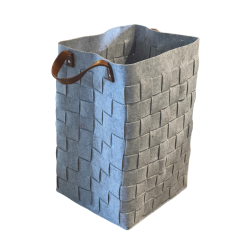 Vasketjskurv i filt, lysegr m. lderdetaljer - BATHEORY